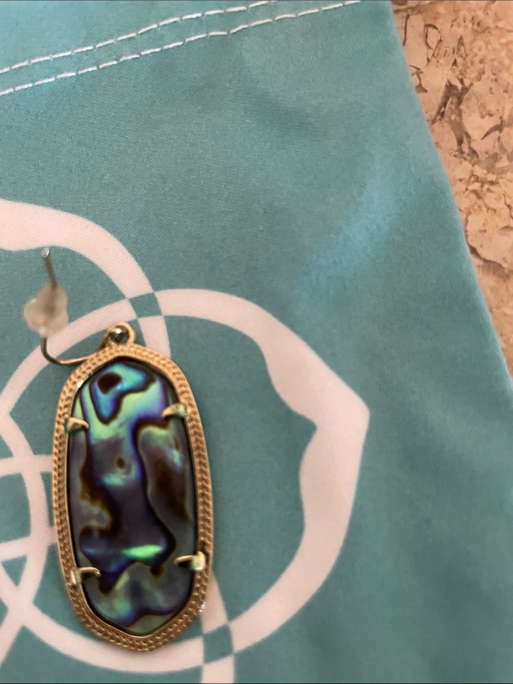 Kendra Scott Elles Iridescent Abalone Drop Earrings in Gold frame EUC - Picture 2 of 3